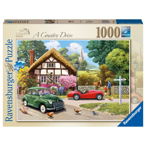 RAVENSBURGER 176410 - LEISURE DAYS NO 9 A COUNTRY DRIVE  1000 PIECE PUZZLE Hot on Sale