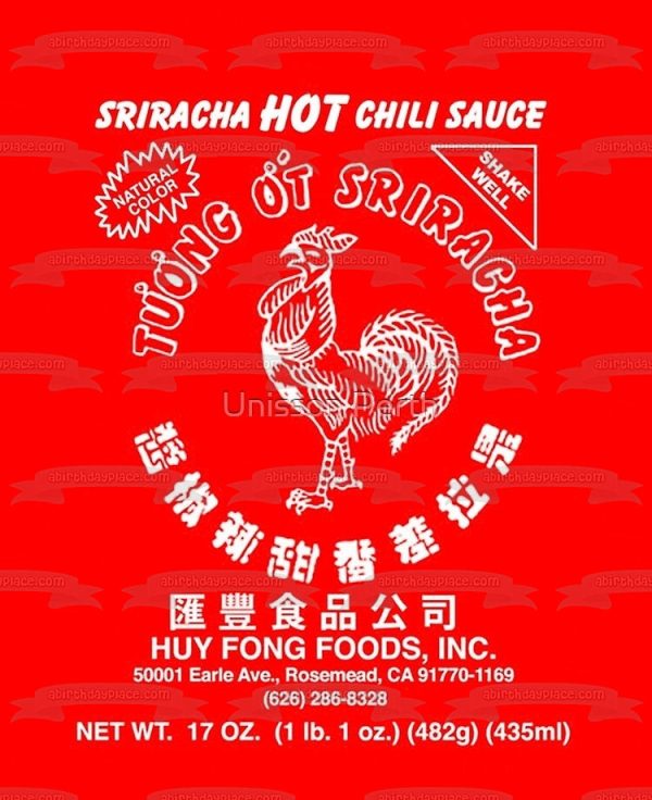 Sriracha Hot Chili Sauce Label Edible Cake Topper Image ABPID52861 Online Hot Sale