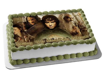 Lord of the Rings Main Cast Poster Fantasy Movie Frodo Baggins Gandalf Arwen Legolas Aragorn Edible Cake Topper Image ABPID52863 Online