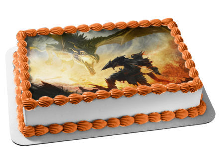 Skyrim Dragon Medieval Fantasy Knight Warrior Edible Cake Topper Image ABPID53017 For Discount