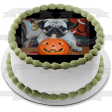 Happy Halloween Jack-O-Lantern Pug Puppy Edible Cake Topper Image ABPID52930 For Sale