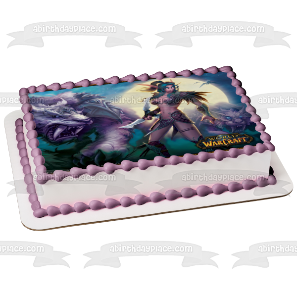 World of Warcraft Gaming Night Elf Saber Cat Edible Cake Topper Image ABPID52805 Sale