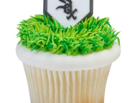 MLB® Home Plate Team Logo Cupcake Rings - Chicago White Sox (12 pieces) Hot on Sale