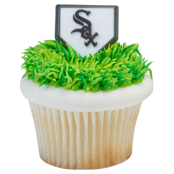 MLB® Home Plate Team Logo Cupcake Rings - Chicago White Sox (12 pieces) Hot on Sale