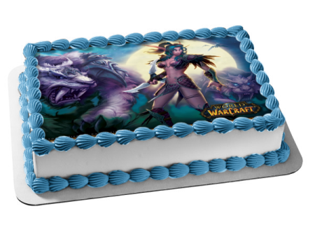 World of Warcraft Gaming Night Elf Saber Cat Edible Cake Topper Image ABPID52805 Sale