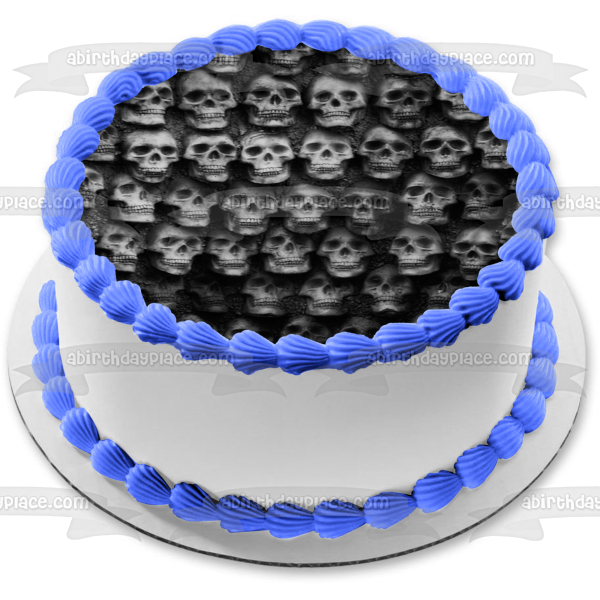 Wall of Skulls Skeleton Halloween Scary Spooky Edible Cake Topper Image ABPID52945 Sale