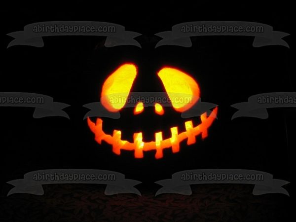 Halloween Pumpkin Jack-O-Lantern Spooky Scary Edible Cake Topper Image ABPID52944 Online Sale