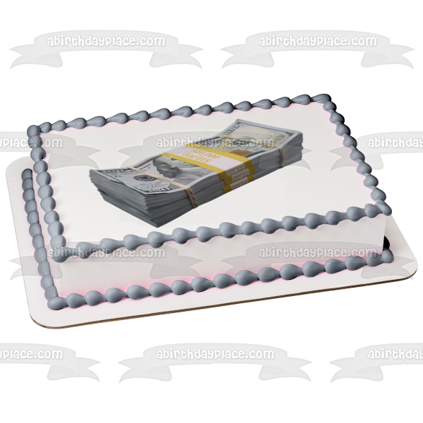 Stack of 100 Dollar Bills Cash Money Edible Cake Topper Image ABPID52953 Fashion