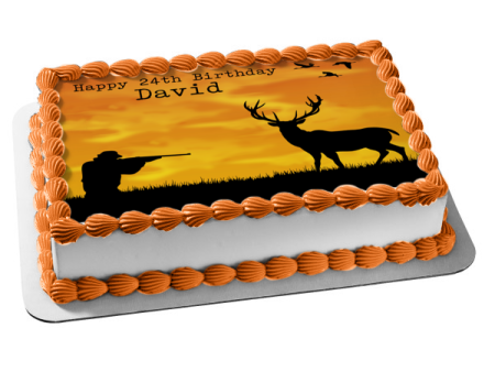 Outdoorsman Hunter Deer Duck Nature Wildlife Silhouette Gun Edible Cake Topper Image ABPID52982 Discount