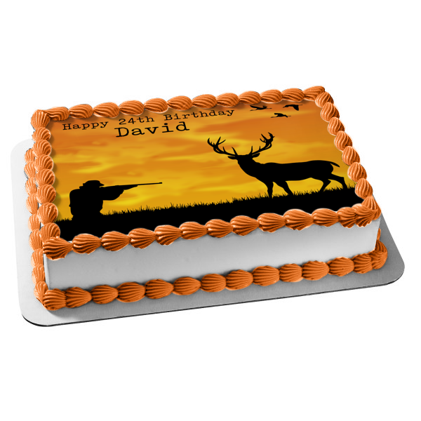 Outdoorsman Hunter Deer Duck Nature Wildlife Silhouette Gun Edible Cake Topper Image ABPID52982 Discount