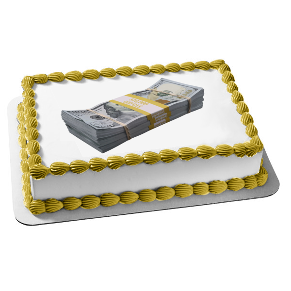 Stack of 100 Dollar Bills Cash Money Edible Cake Topper Image ABPID52953 Fashion