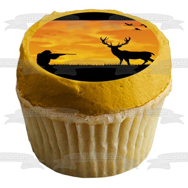 Outdoorsman Hunter Deer Duck Nature Wildlife Silhouette Gun Edible Cake Topper Image ABPID52982 Discount