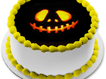 Halloween Pumpkin Jack-O-Lantern Spooky Scary Edible Cake Topper Image ABPID52944 Online Sale