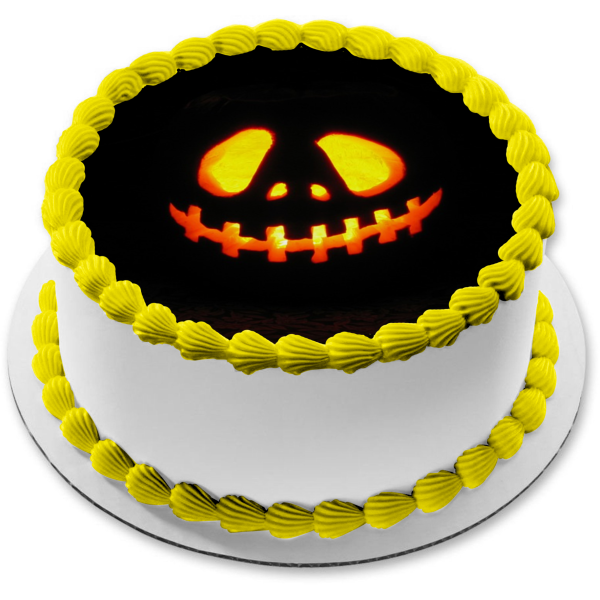 Halloween Pumpkin Jack-O-Lantern Spooky Scary Edible Cake Topper Image ABPID52944 Online Sale