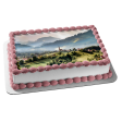 Town Surrounded by Mountains Edible Cake Topper Image ABPID52932 Fashion