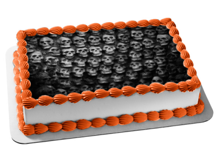 Wall of Skulls Skeleton Halloween Scary Spooky Edible Cake Topper Image ABPID52945 Sale