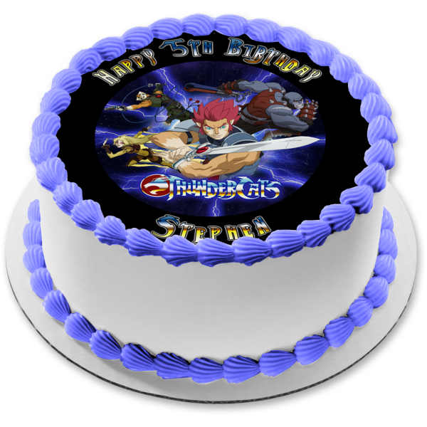 Thundercats Lion-O Cheetara Panthro Tygra Happy Birthday Your Personalized Name Edible Cake Topper Image ABPID52998 For Cheap