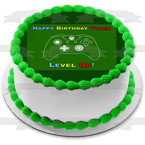 XBox Controller Level Up Happy Birthday Your Personalized Name Edible Cake Topper Image ABPID53012 Online Sale