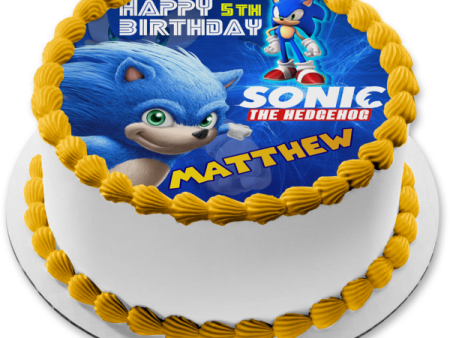 Sonic the Hedgehog Video Game Happy Birthday Personalized Name Edible Cake Topper Image ABPID52996 Discount