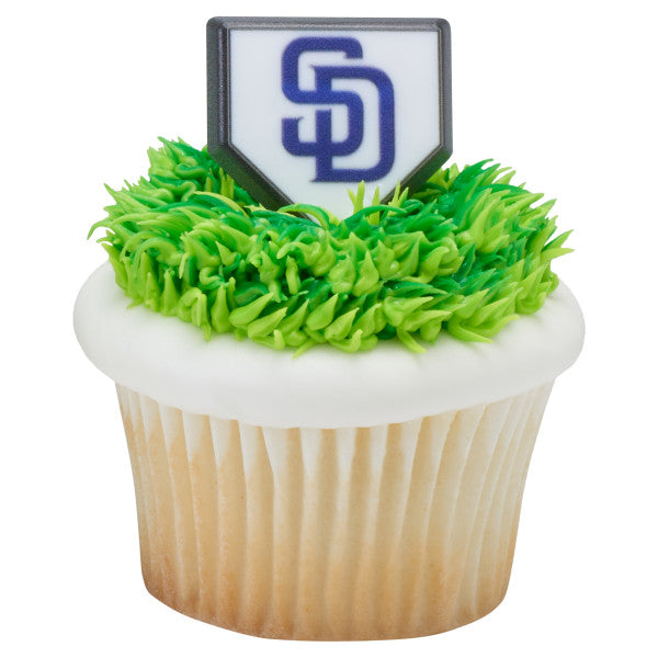 MLB® Home Plate Team Logo Cupcake Rings - San Diego Padres (12 pieces) Supply