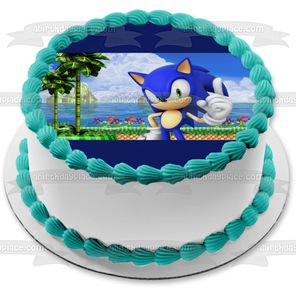 Sonic the Hedgehog Sega Island Video Game Edible Cake Topper Image ABPID52903 Online Sale