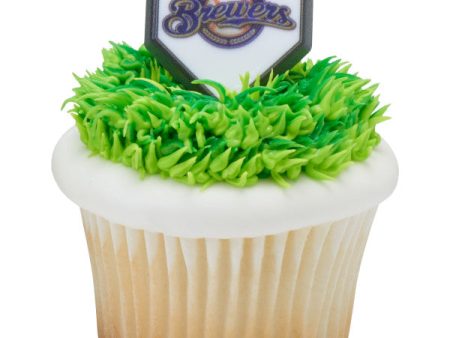 MLB® Home Plate Team Logo Cupcake Rings - Milwaukee Brewers(12 pieces) Hot on Sale