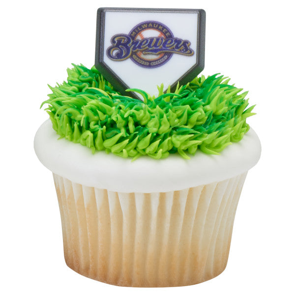 MLB® Home Plate Team Logo Cupcake Rings - Milwaukee Brewers(12 pieces) Hot on Sale