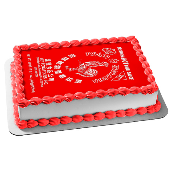 Sriracha Hot Chili Sauce Label Edible Cake Topper Image ABPID52861 Online Hot Sale