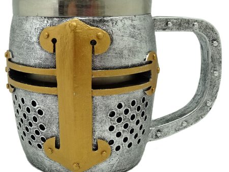 Jarra Caballero Medieval Casco De Plata Y Oro Online Sale