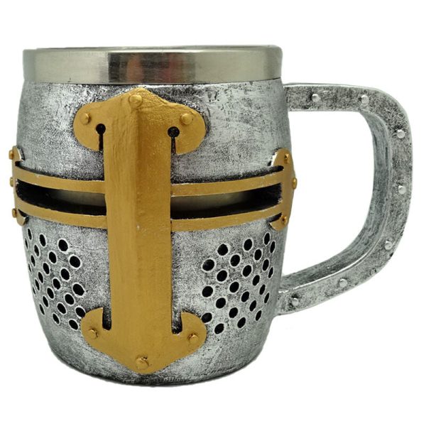 Jarra Caballero Medieval Casco De Plata Y Oro Online Sale