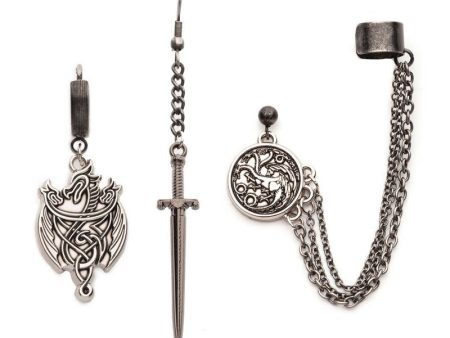 House of Dragon Set 3 pendientes individuales Targaryen HOTDTARGMMERST3 For Discount