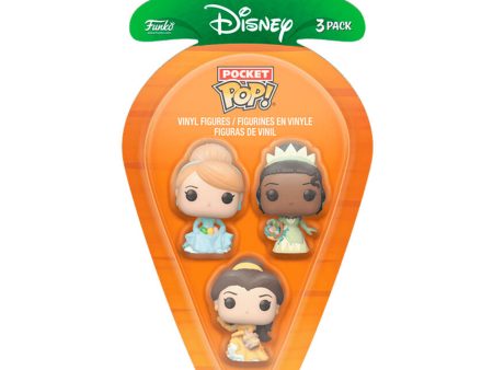 Blister 3 Figuras Carrot Pocket Pop Disney Princesas Cenicienta Tiana Bella For Sale