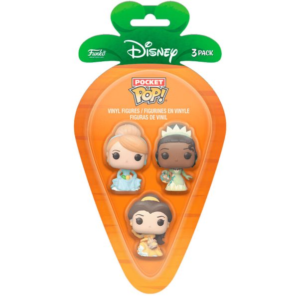 Blister 3 Figuras Carrot Pocket Pop Disney Princesas Cenicienta Tiana Bella For Sale