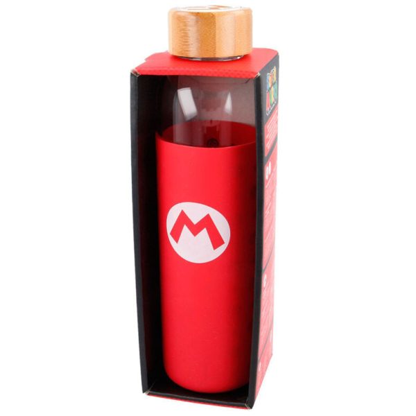 Botella Cristal Super Mario Bros Nintendo Funda Silicona 585Ml For Cheap